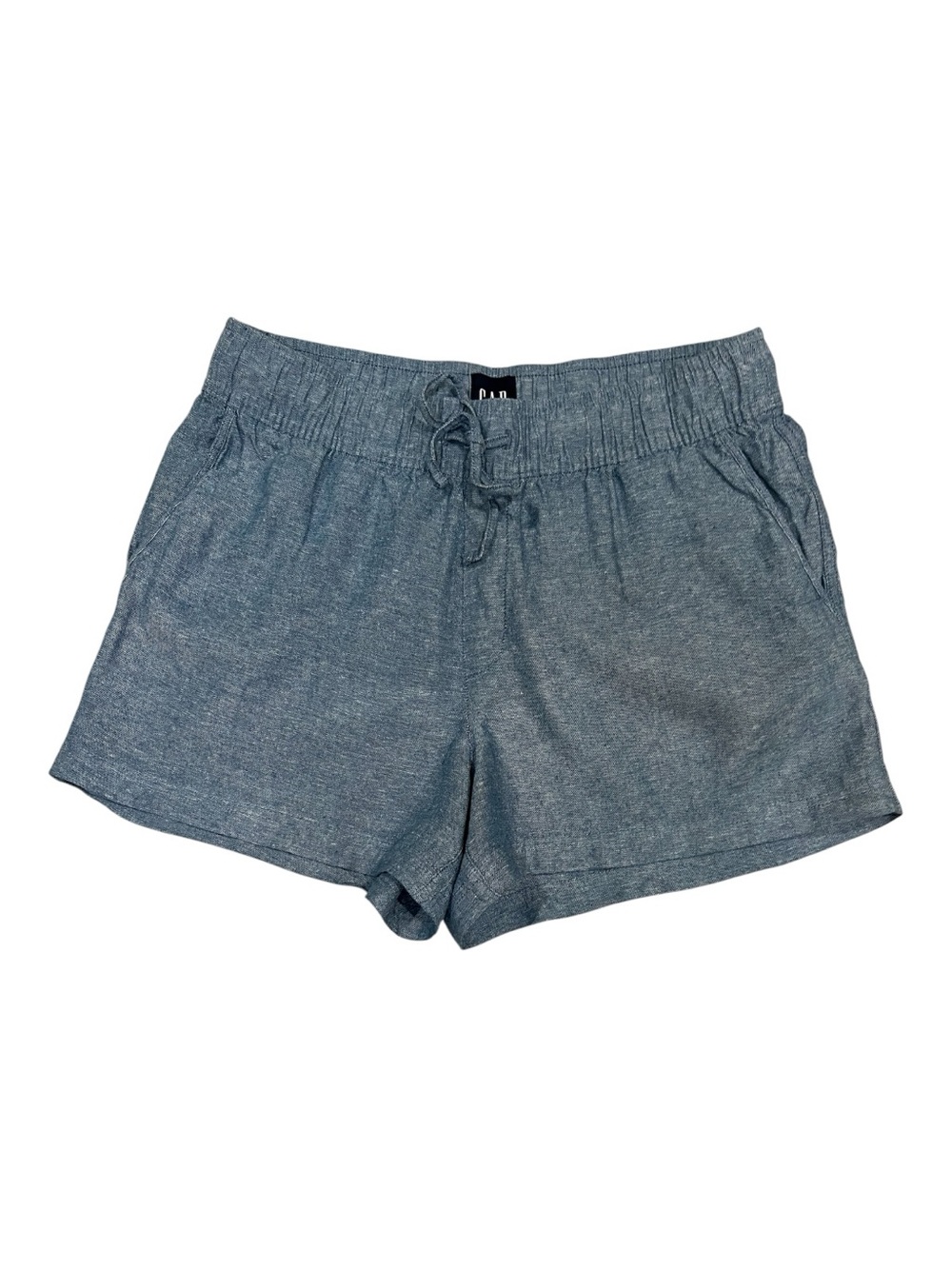 GAP Heathered Linen BlendSlate Blue Drawstring Shorts Size M NWOT